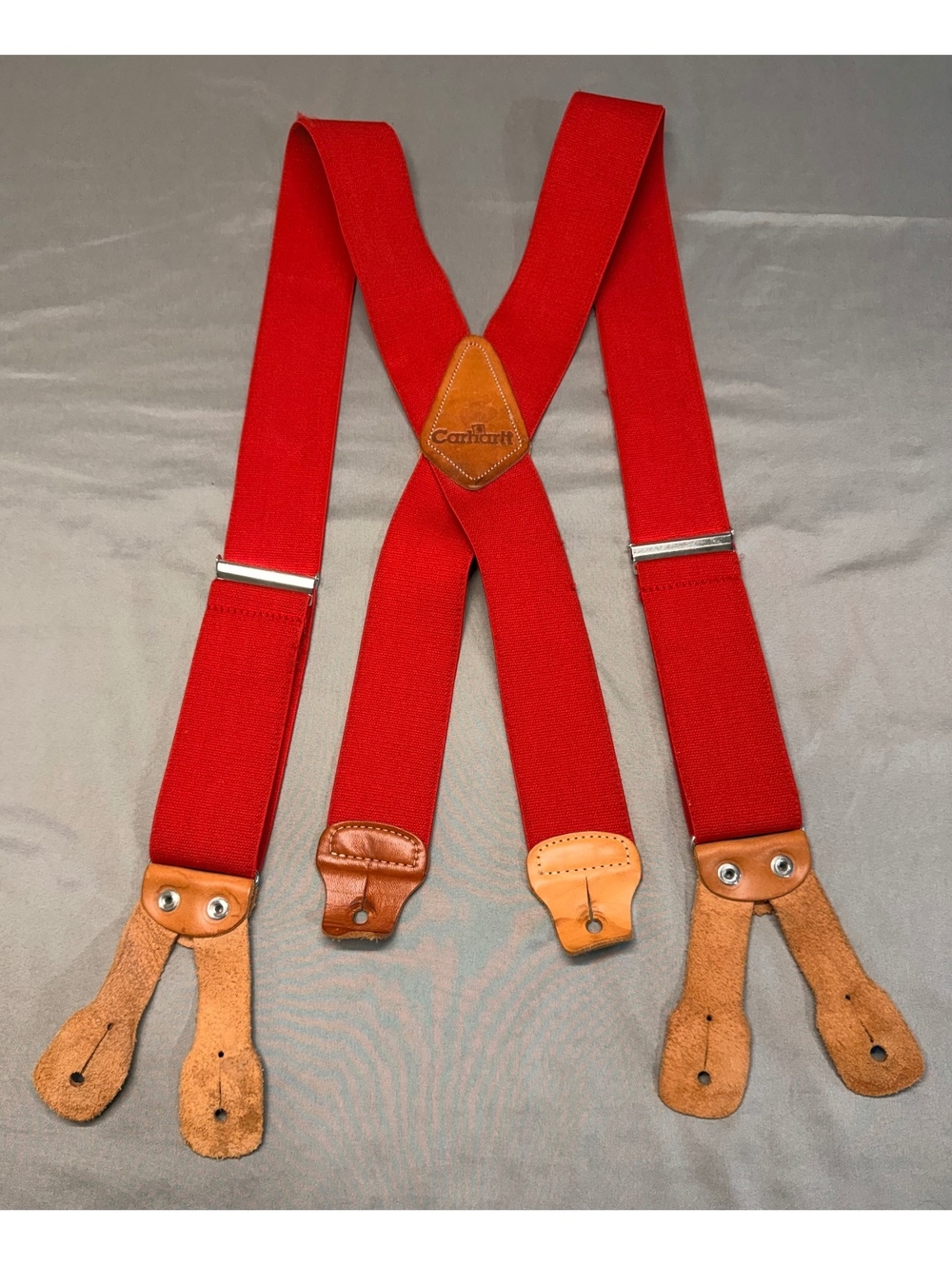 Carhartt Red Leather-Trim Button Suspenders